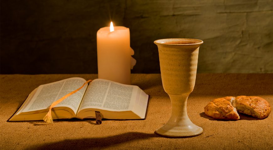 chalice of wine and bible